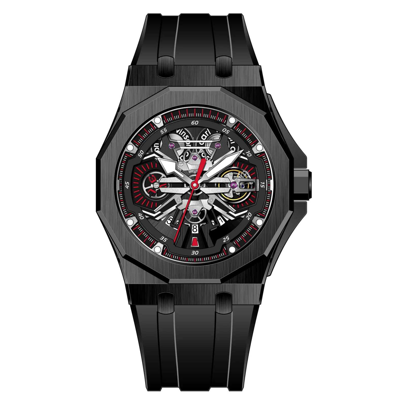 Carl Vinson Multi-Layer Skeleton Dial Alloy Quartz Watches